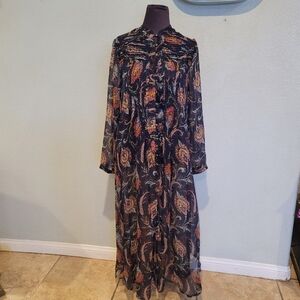 Aratta Silent Journey Shirt Dress Sheer Duster Sz M